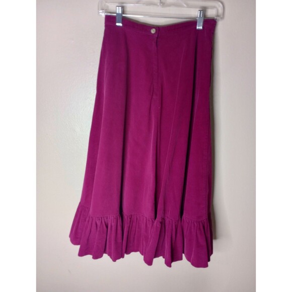 Vintage 80s Corduroy Midi Skirt Prairie Cottage Frontier Sz XS Pockets Fuschia - Picture 7 of 14